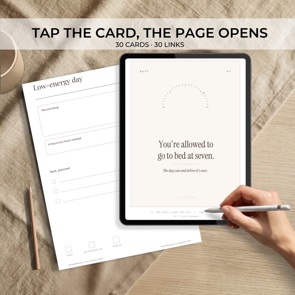 Hyperlinked tablet planner: tap a permission card in the index and its page opens